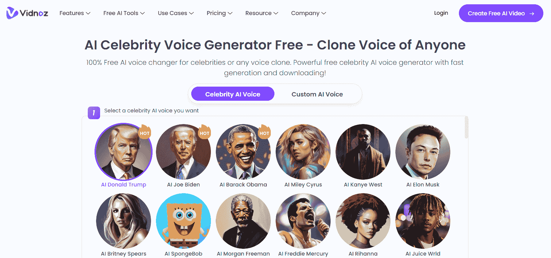Free AI Voice Generator Celebrity